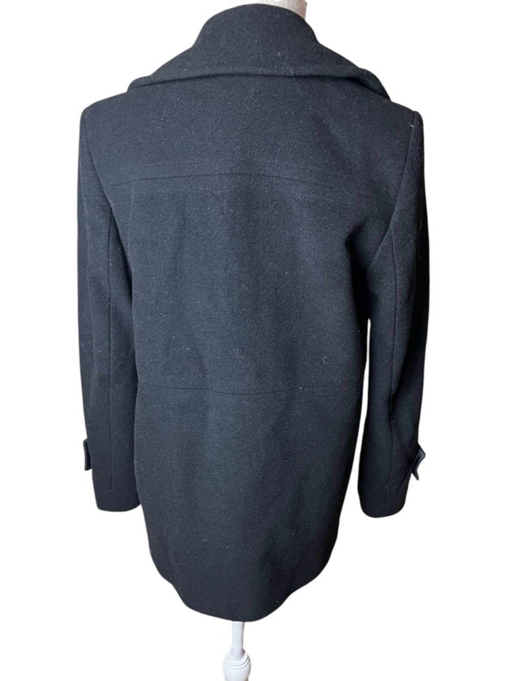 Larry Levine Double Breasted Wool Blend Black Pea Coat - 4 - Picture 2 of 9